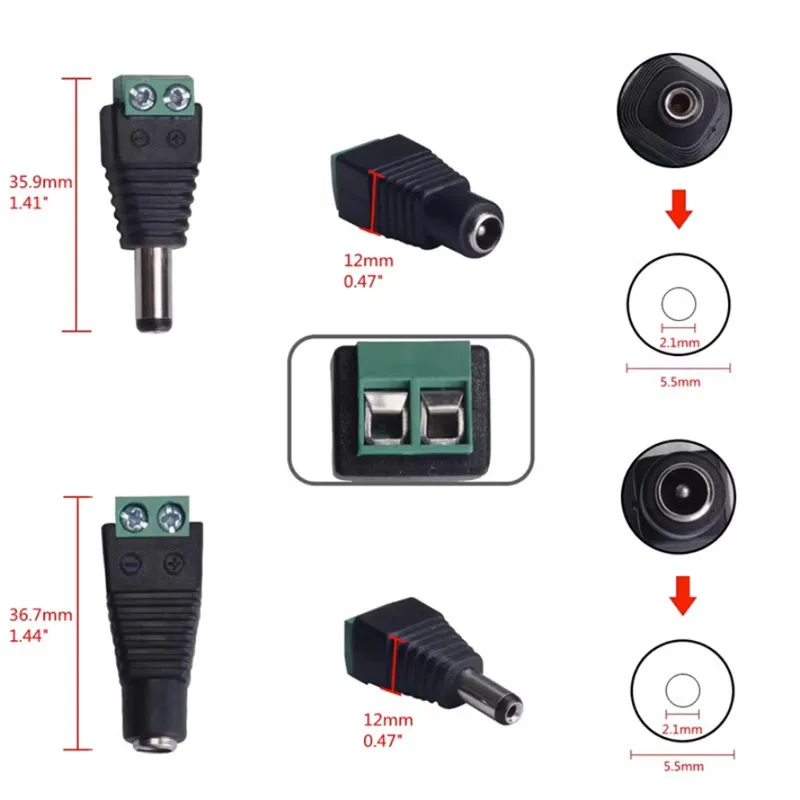 Schweiß freie Steckdose Gleichstromst ecker 5,5*2,1 5,5-2,5mm 3,5*1,3mm Gleichstrom-Überwachungs kamera für Stecker und Buchse