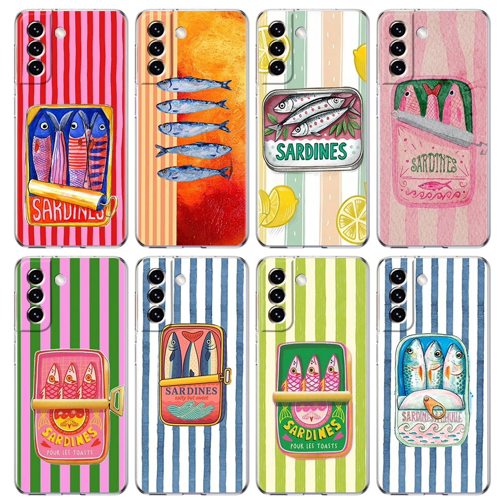 Phone Case For Samsung Galaxy S26 S25 S24 Plus S23 FE S22 S21 S20 Ultra 5G S10 Soft Clear Cover Funny Fish Sardines Fashion