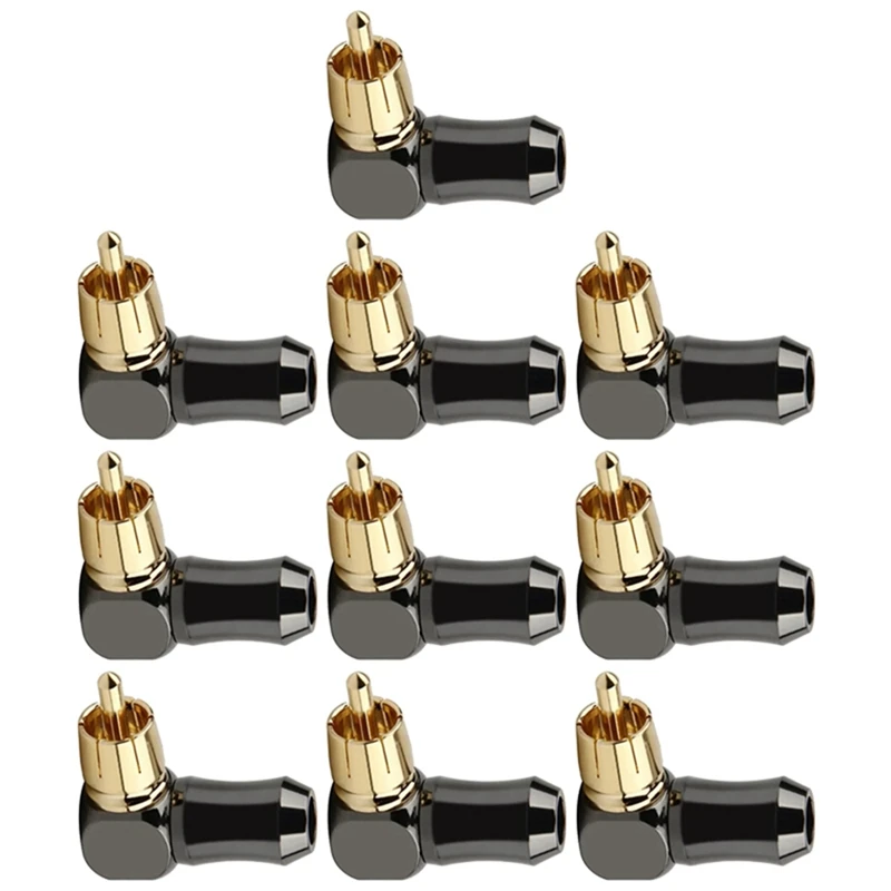 RCA Connector Audio Plug Male 90 Degree Right Angle Elbow Speaker Terminal Conector For Soldering Video Cable Replacement