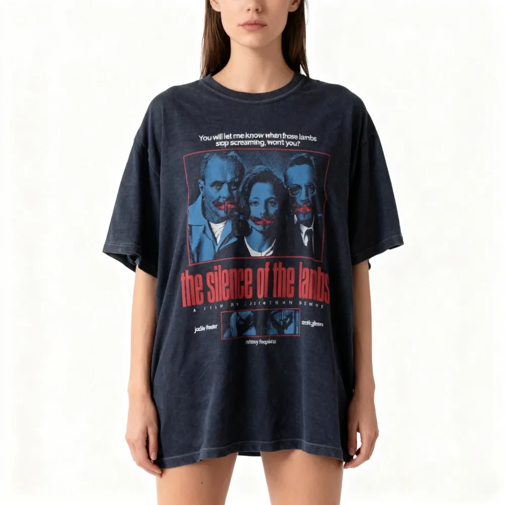 Silence of The Lambs Movie Shirt Vintage Hannibal Lecter Tee Clothing Graphic Short Sleeve Shirt Unisex Men Women All-Season