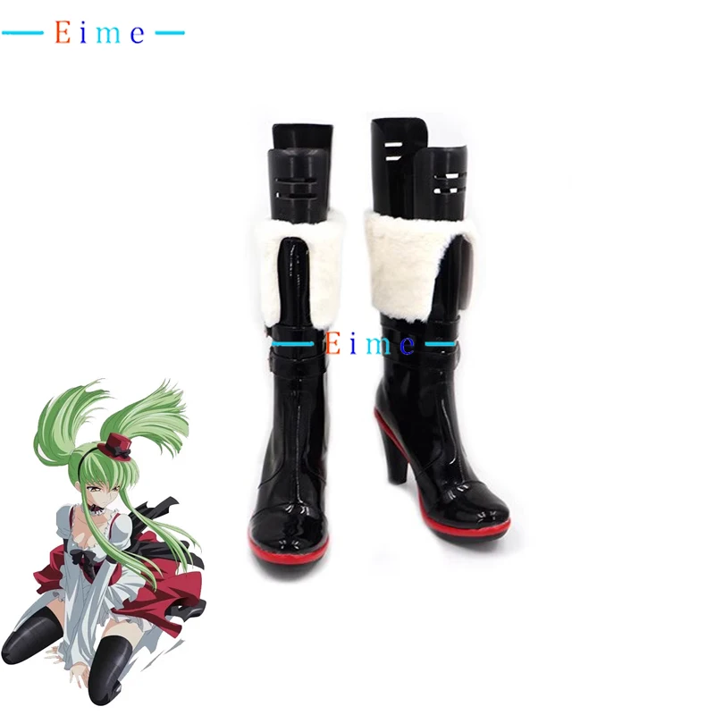 Queen CC Cosplay Shoes Anime Cosplay Props Halloween Carnival Boots PU Leather Shoes Custom Made Black High Heels