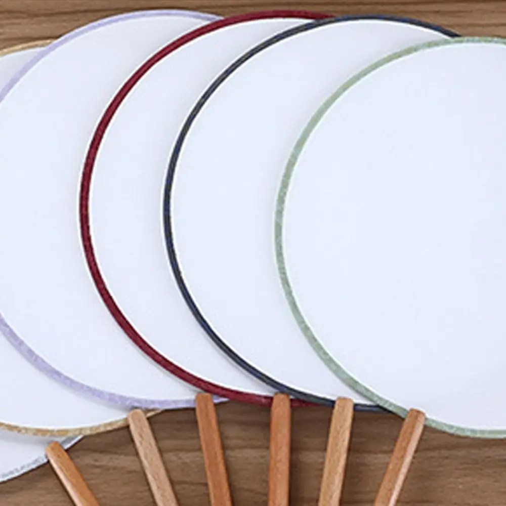 Vintage Blank Round Hand Fan Embroidery Chinese Style Art Painting Fans Unfinished with Tassel Dance Fan Hanfu Accessories