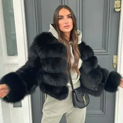 Fashion Black Winter Real Fox Fur Thick Coat Women Warm Natural Fur Short Jacket women's clothing trend 2024 fluffy outer wear