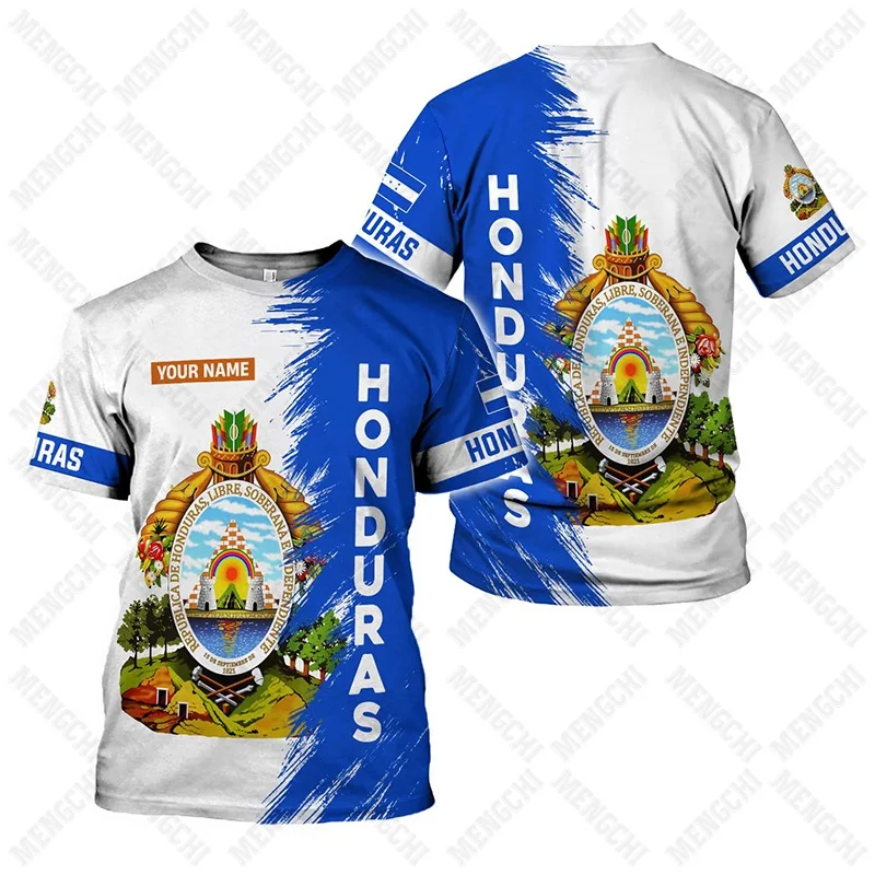 Customized Summer Casual Honduras Map Graphic T-shirts Men's Fashion Cool E-Sports Jersey Short Sleeve Tops Fast Dry Clothes