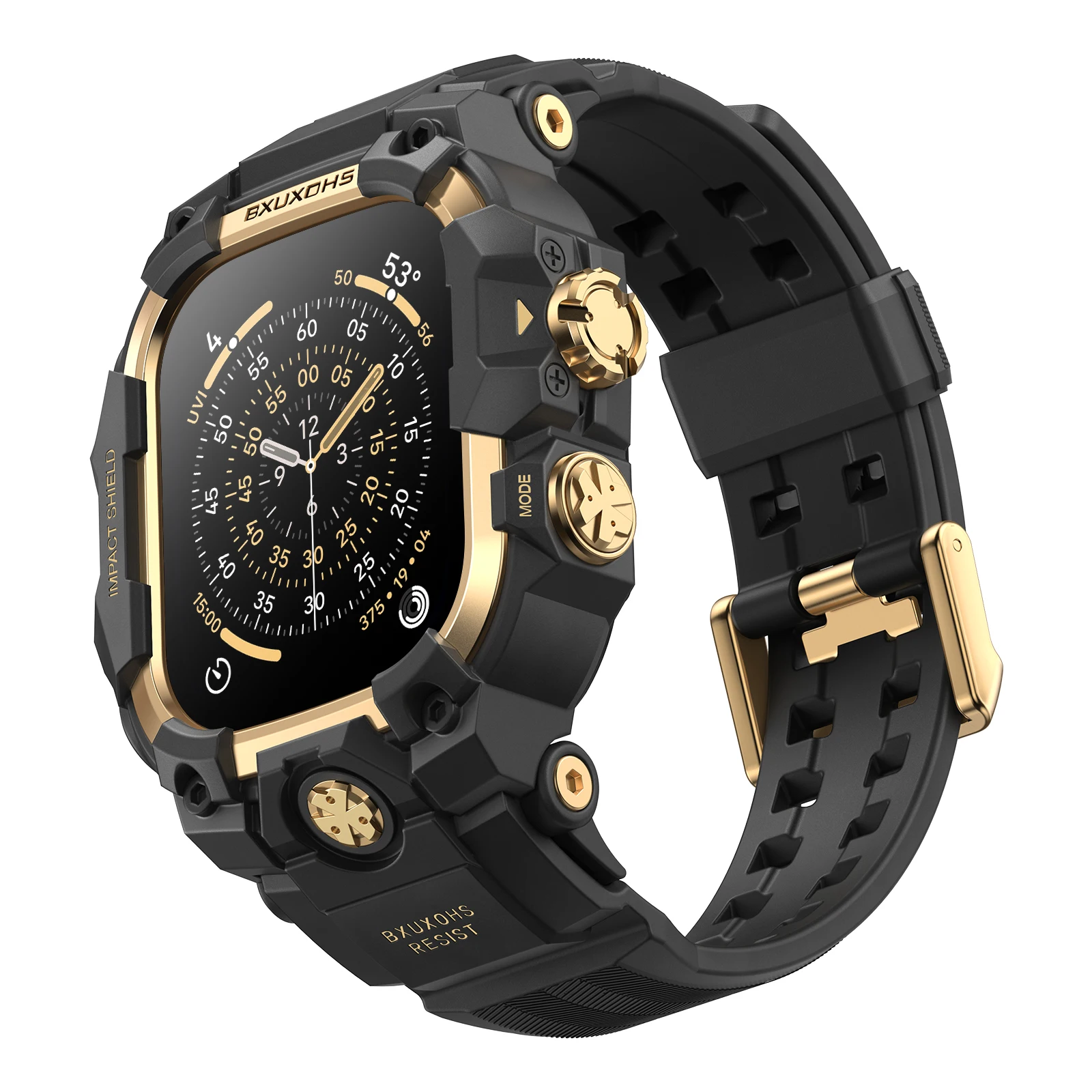 BXUXOHS Rugged Case Silicone Strap For Apple Watch Ultra 3 2 Band 49mm 46mm 45mm 44mm Bracelet Correa Series 11 10 9 8 7 6 SE 3