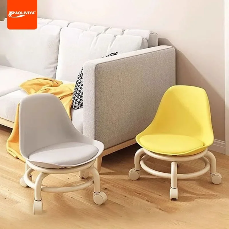 

Aoliviya Universal Wheel Stool Soft Seats Pulley Low Stool with Baby Children's Chair Backrest round Stool Home Beauty Seam Pedi