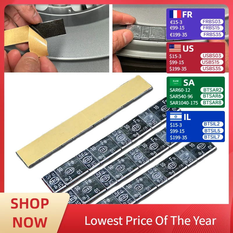 32/80/200Pcs Wheel Balance Weight Car Tire Adhesive Iron Wheel Tyre Balancer Block Weight for Cars Truck Motorbike Tire Fitting