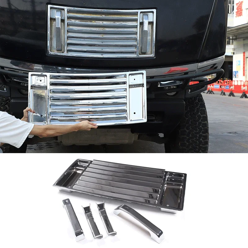 ABS Bright Silver For 2006-09 Hummer H2 Car styling car front hood grille hood trim sticker car exterior protection accessories