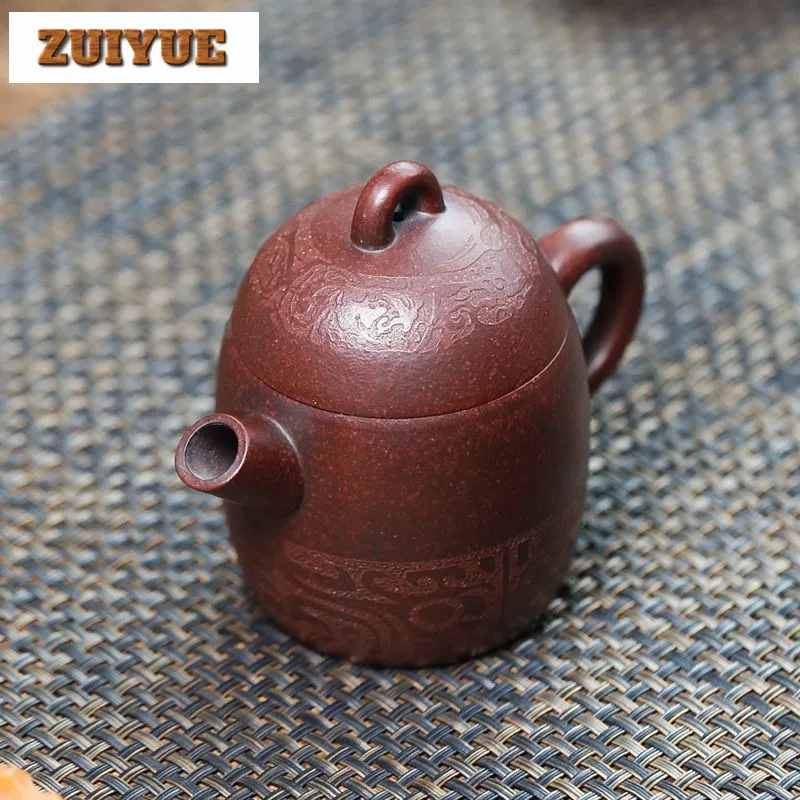 190ml Elegant Yixing Purple Clay Teapots Handmade Gun Nozzle Qin Quan Pot Raw Ore Bronze Clay Mud Tea Maker Kettle Zisha Tea Set