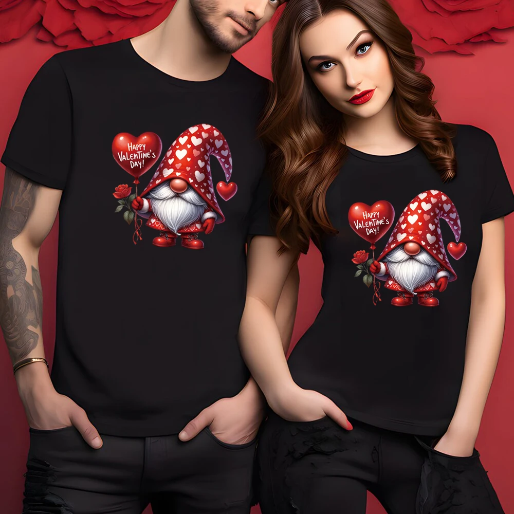 花を持ってバレンタインデーを愛する小さな小人、ステッカーを転写し、手動アイロンに適しています、DIY、1セットあたり6個