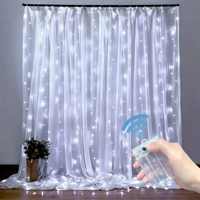 Curtain String Lights AA Battery Powered 8 Modes Christmas LED Light Wedding Bedroom Valentine's Day Garden Halloween Decoration