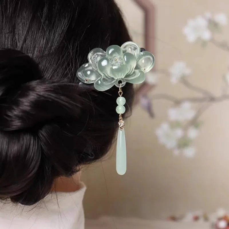

Ancient Style Lotus Tassel Hairpin for Women, High-End New Chinese Style Wooden Hairpin, Hairpin Headdress
