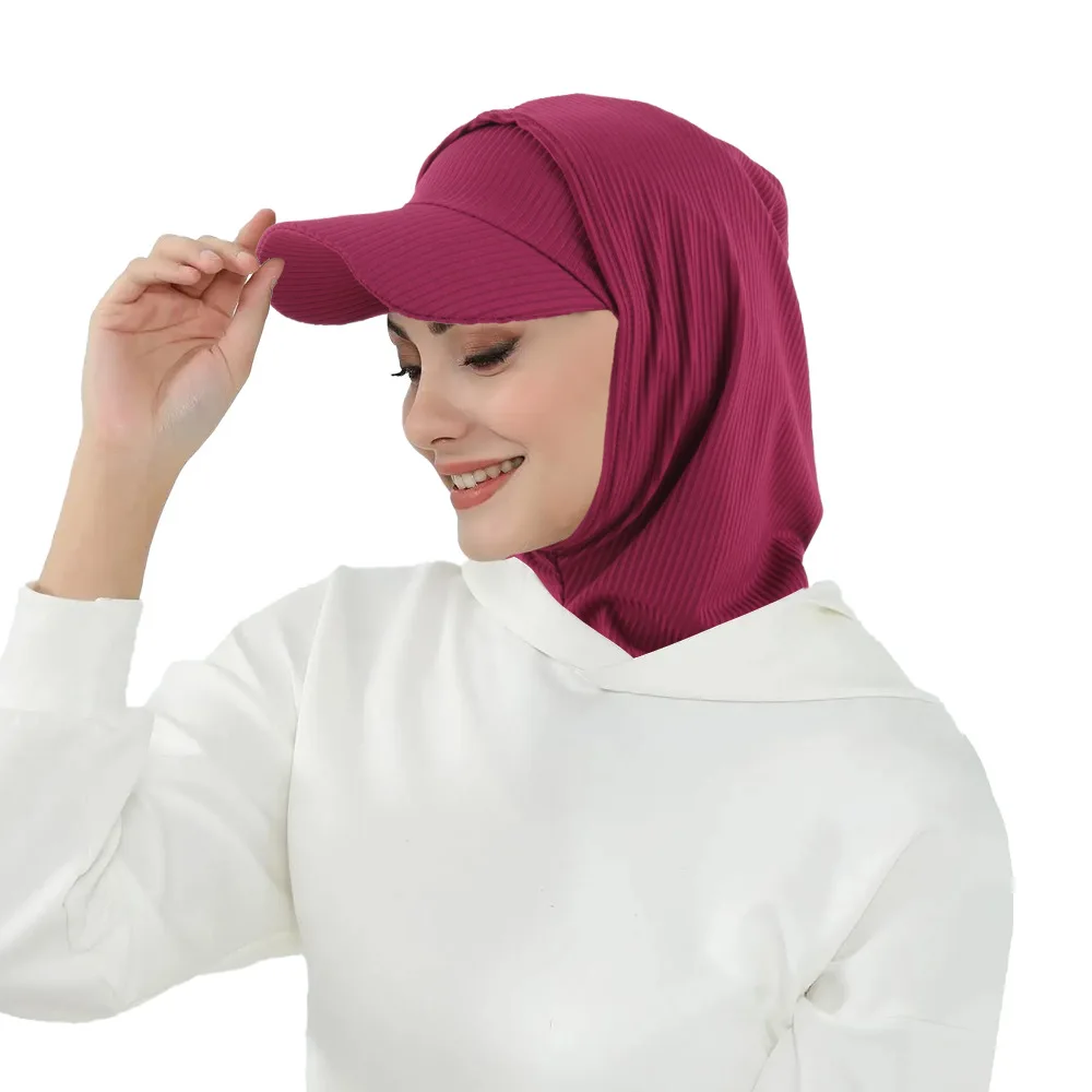 جديد مسلم المرأة جيرسي الحجاب مع قاعدة قبعة كروية الصيف قبعة رياضية جاهزة لارتداء لحظة جيرسي الرياضة الحجاب بونيه عمامة موهير