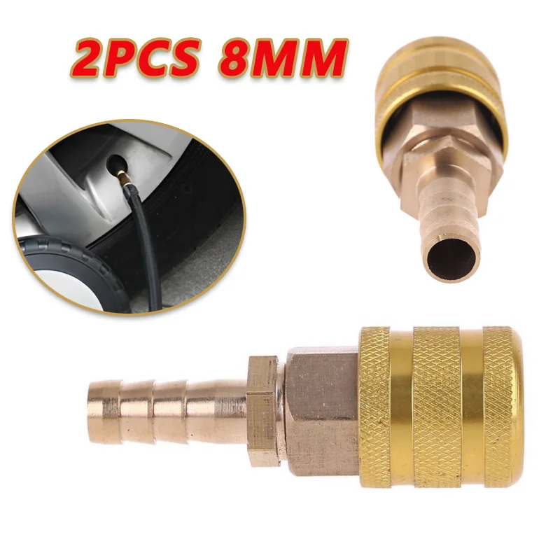 

2PCS 8mm Car Tire Valve Clip Pump Nozzle Clamp Solid Brass Quick Connect The Inflation Connector Air Chuck Inflator Pump Adapter