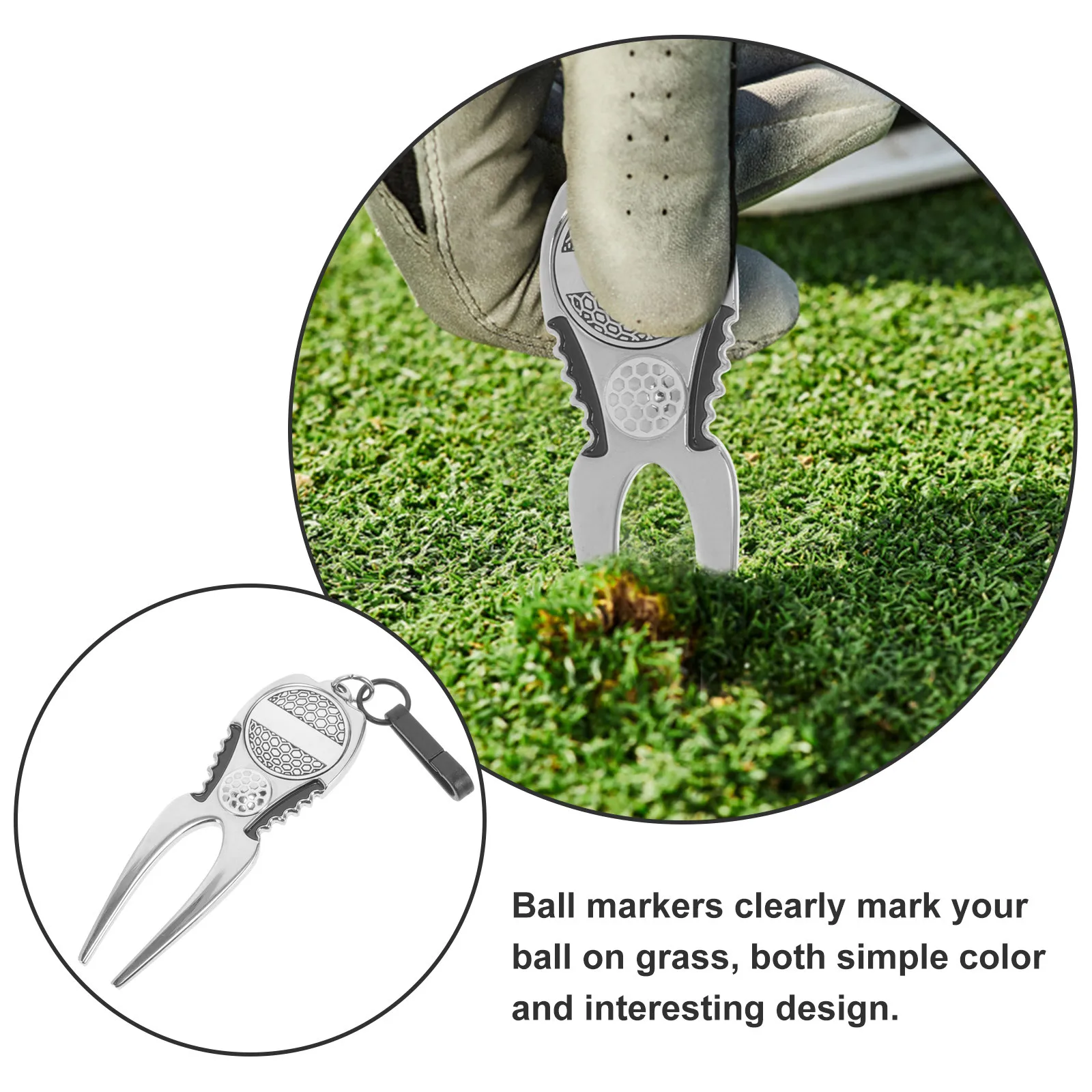 Professional Golf Divot Tool Lightweight Aluminum Alloy Grass Repair Fork Portable Golfing Accessory for