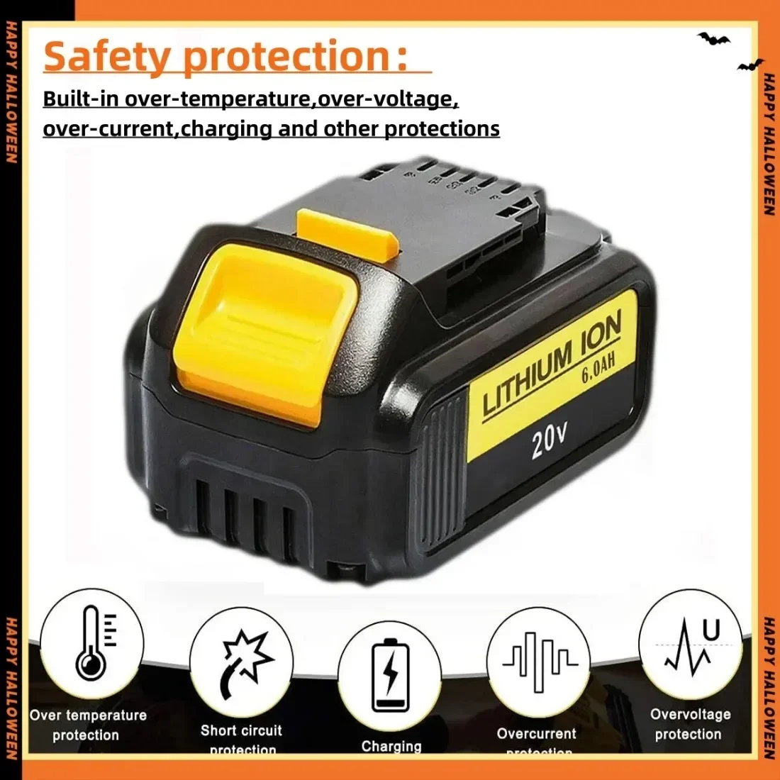 for DeWalt DCB200 18V/20V 6000mAh Lithium Replacement Battery For Dewalt DCB184 DCB200 DCB182 DCB180 Tool Screwdriver Battery