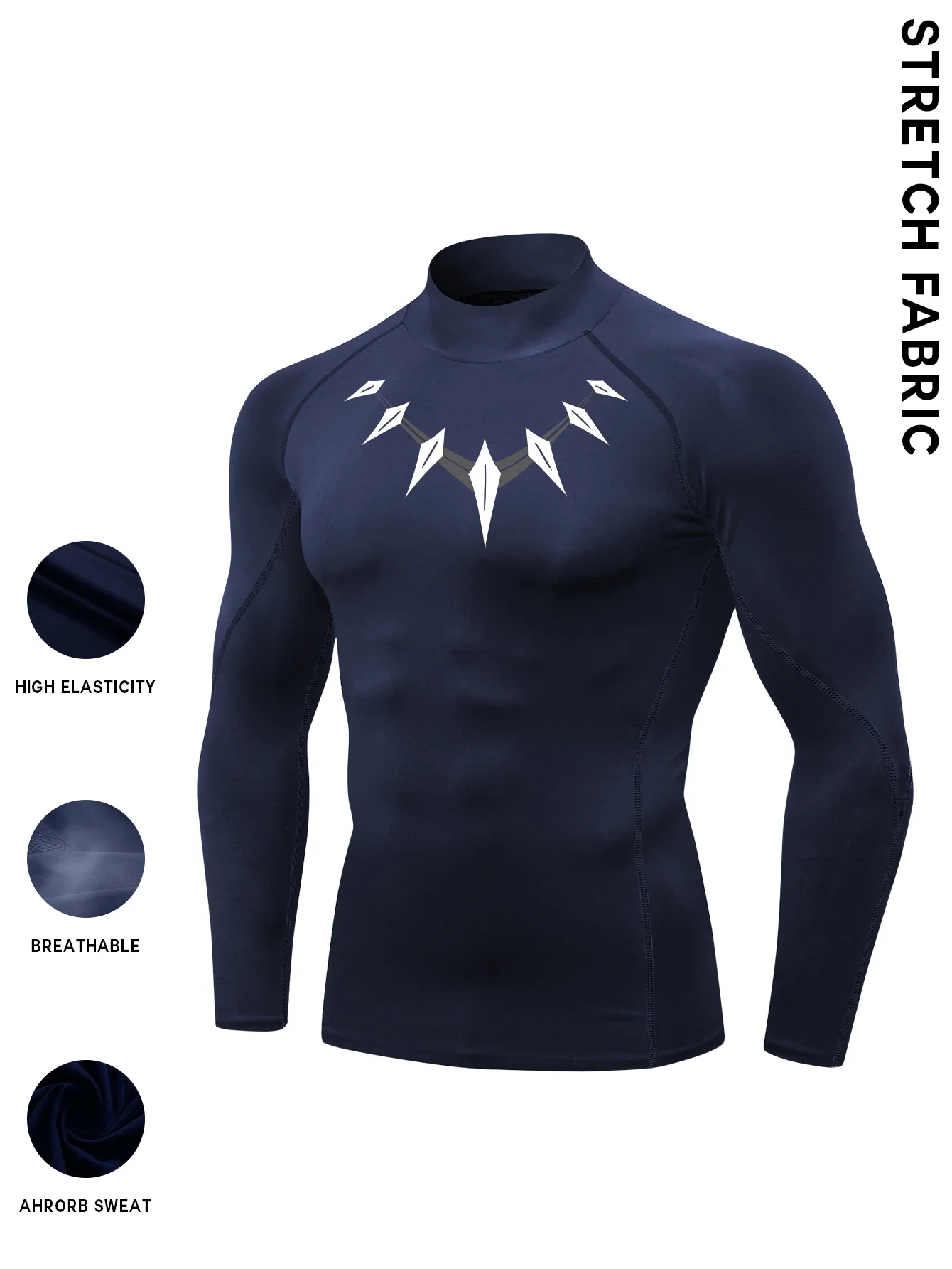 

New high collar sweat-absorbing tight long sleeve, basketball training leisure sports clothes, high speed dry fitness clothes