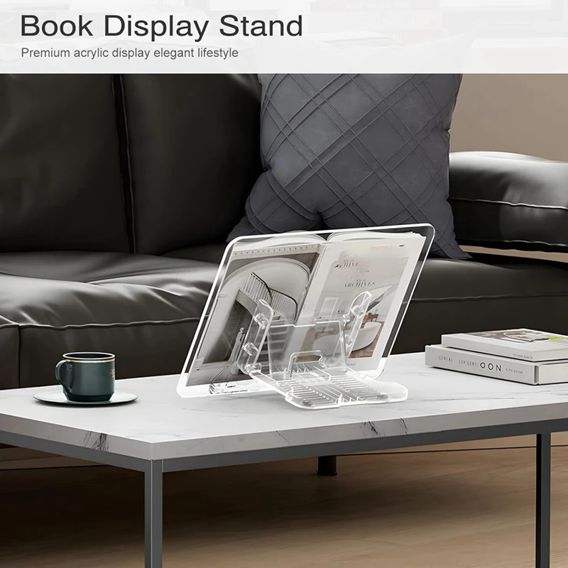 Acrylic Book Stand Angle Adjustable Book Display Stand Foldable Cookbook Stand Book Holder For Magazines