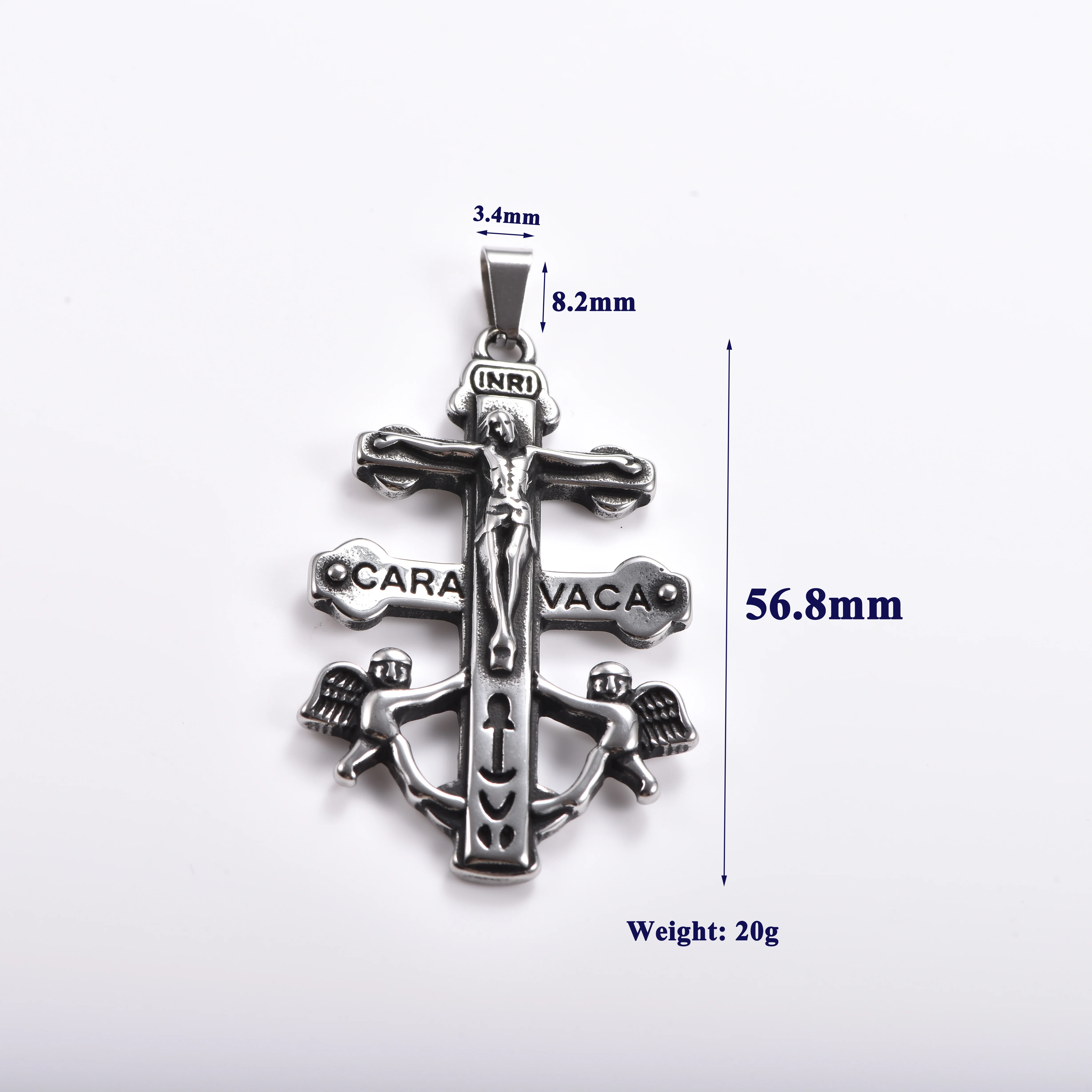 Edelstahl-Kreuzanhänger Vintage Jesus-Kruzifix-Charm mit Gravierten Engeln Religiöser Schmuck für Männer und Frauen – Detail 1
