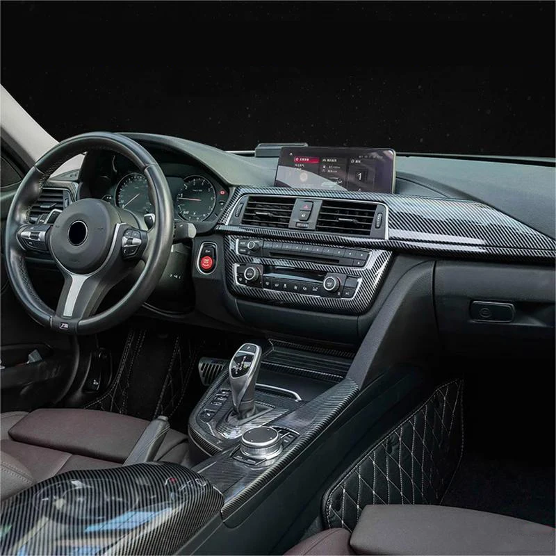 LHD For BMW F30 F34 F36 Carbon fiber Car Central armrest box cover storage box gear position panel decoration Cover Trim Sticker
