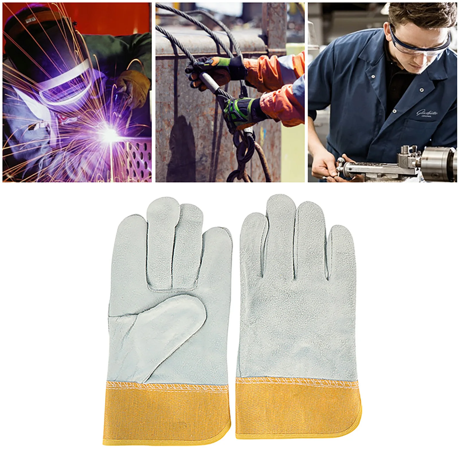 

ZK30 Welding Gloves Cowhide Leather Fireproof Heat Resistant Waterproof Non Slip Work Gloves gloves