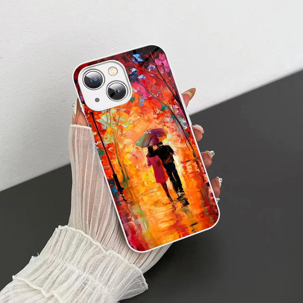 L-Leonid A-Afremov Oil Painting Phone Case Tempered Glass For iphone 14 13 12 11 Pro Mini XS MAX 14Plus X XS XR Cover