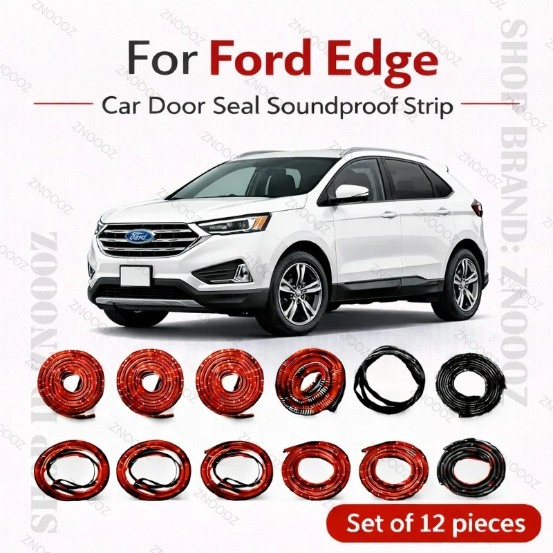 

Для Ford Edge: Комплект из 12 шт. двухслойных резиновых уплотнителей для дверей автомобиля (шумоизоляция, защита от пыли и воды)