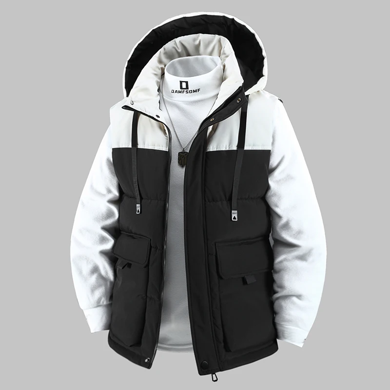 

Уличный мужской съемный жилет с капюшоном, теплый пуховый хлопковый жилет, морозостойкое мужское зимнее модное пальто, рабочая одежда, жилет, утолщенный жилет