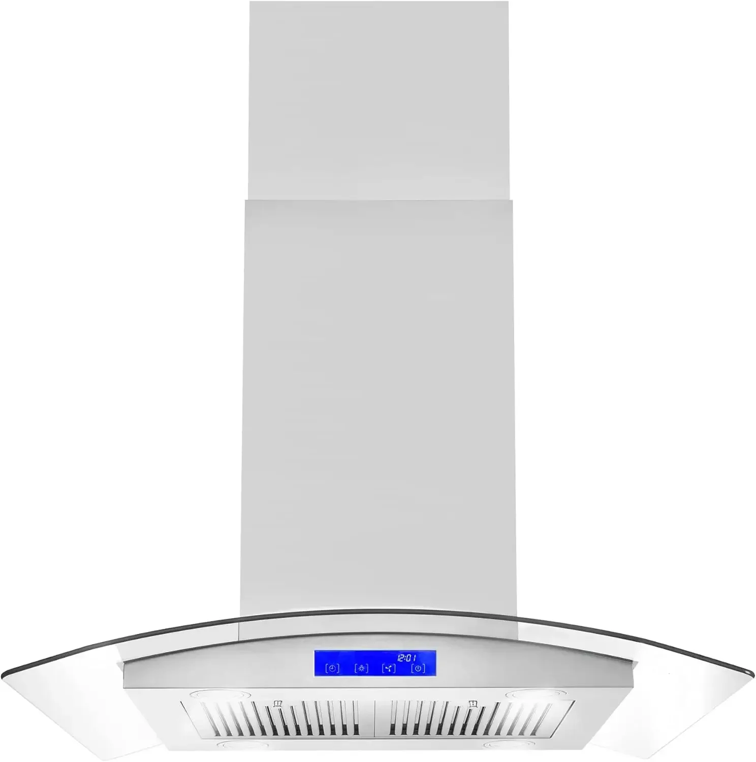 COSMO 668ICS750 30 in. Island Mount Range Hood with 380 CFM, Soft Touch Controls, Permanent Filters, LED Lights, Tempered Glass