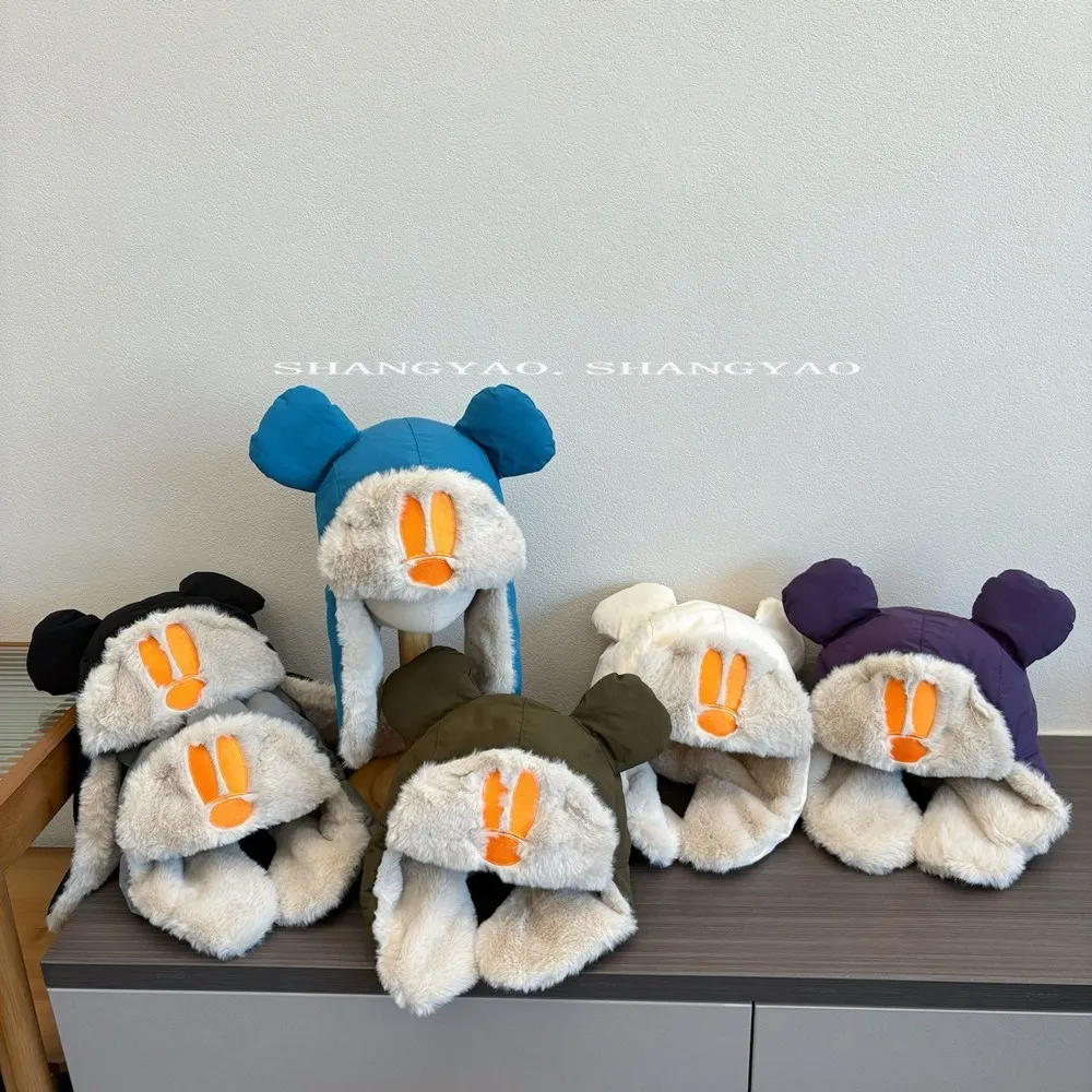 

2026 Новая детская шапка с милыми медвежьими ушками, защитная шапка для родителей и детей, зимняя толстая теплая детская шапка, детские шапки с капюшоном