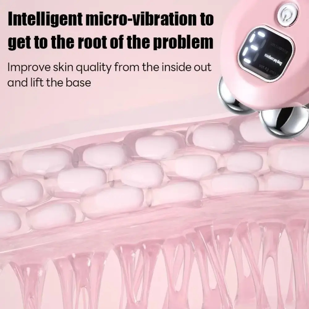 3 Levels Electric Facial Massager Adjustable EMS Microcurrent V-face Lifting Roller Thermal Vibration Digital Display