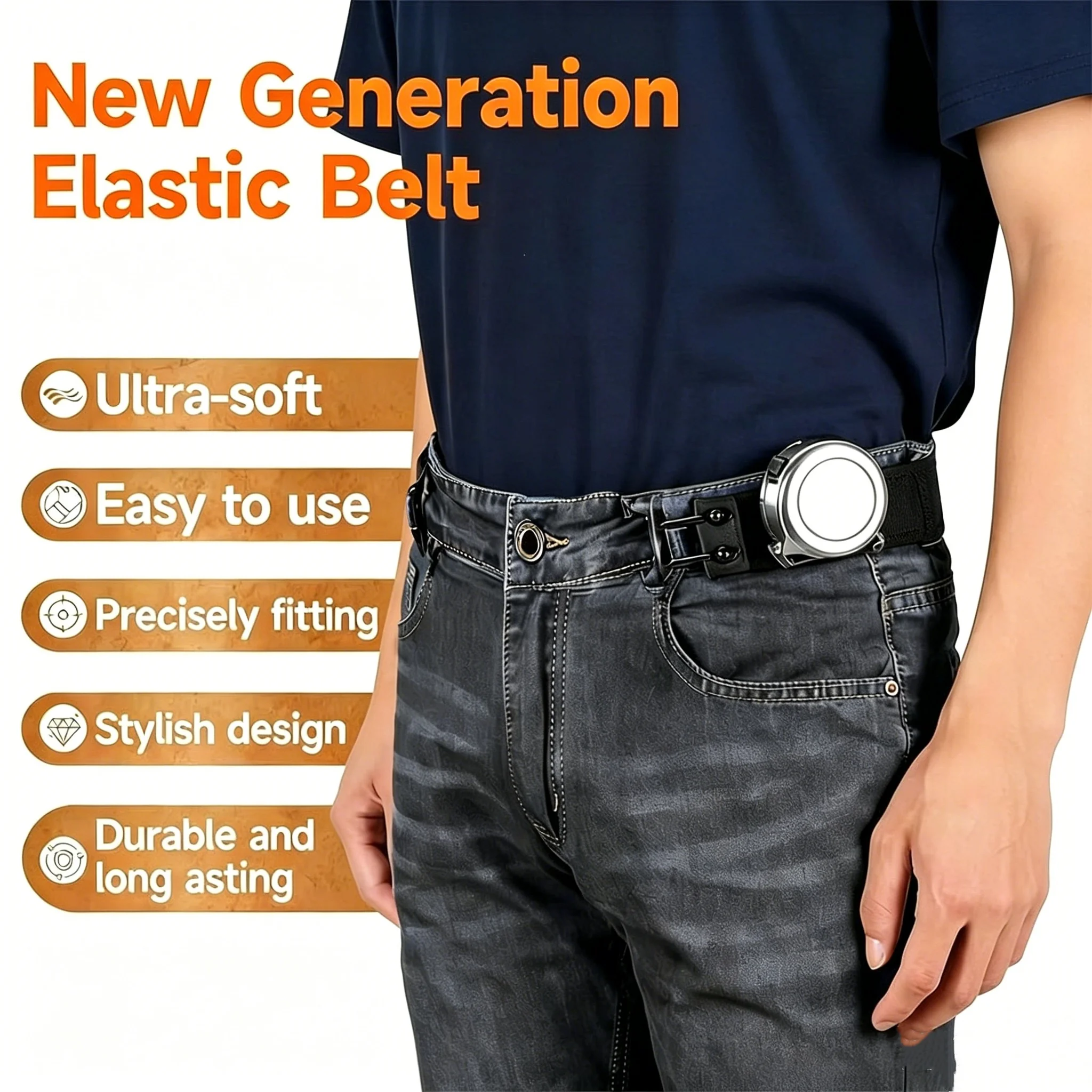 Adjustable Elastic Belt Extender for Jeans Pants - Comfortable Stretch Waist Size Connector for Men And Women