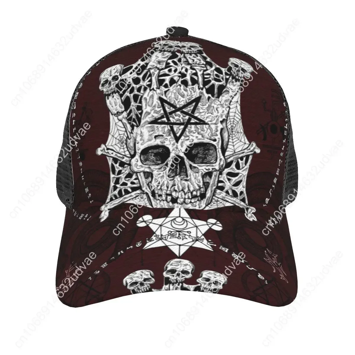 

Summer Unisex Baseball Cap Male Female Breathable Mesh Snapback Hat Evil Skull And Mystic Pentagram Casual Sport Hat