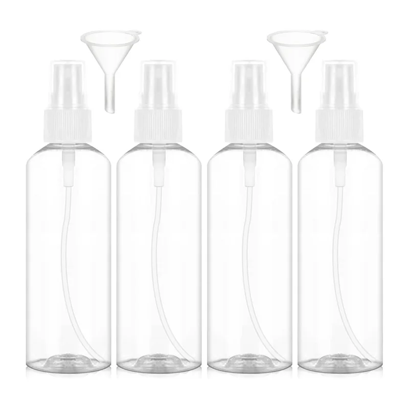4Pcs Spray Bottles with Funnel 100ML Travel Spray Bottles Set Reusable Plastic Travel Sprayer Bottles Kit Empty Sprays Bottle