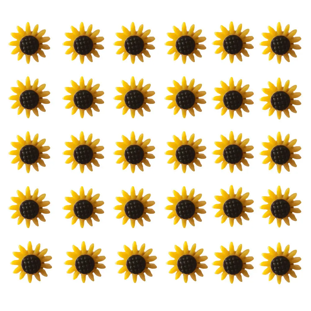 30Pcs Decorative Sunflower Push Pin Household Thumb Tacks Multi-Function DIY Poster Accessory Colorful Resin Iron