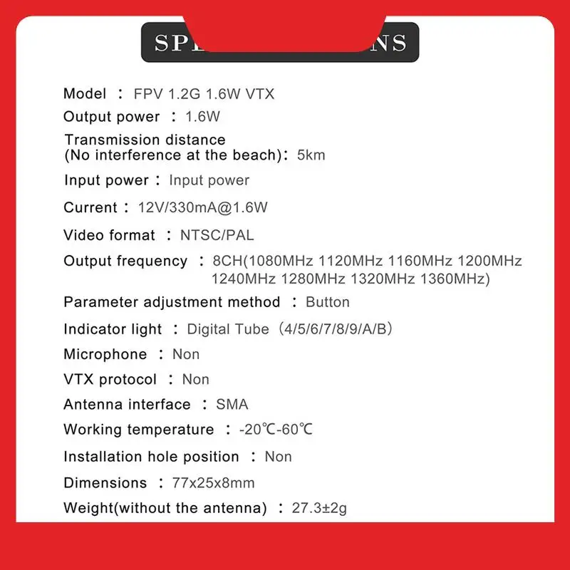 

2PCS FPV 1.2G 1.3G 1.6W VTX Transmitter 8CH 0.1Mw/25Mw/800Mw/1600Mw VTX Transmitter For Long Range FPV Drone RC Model