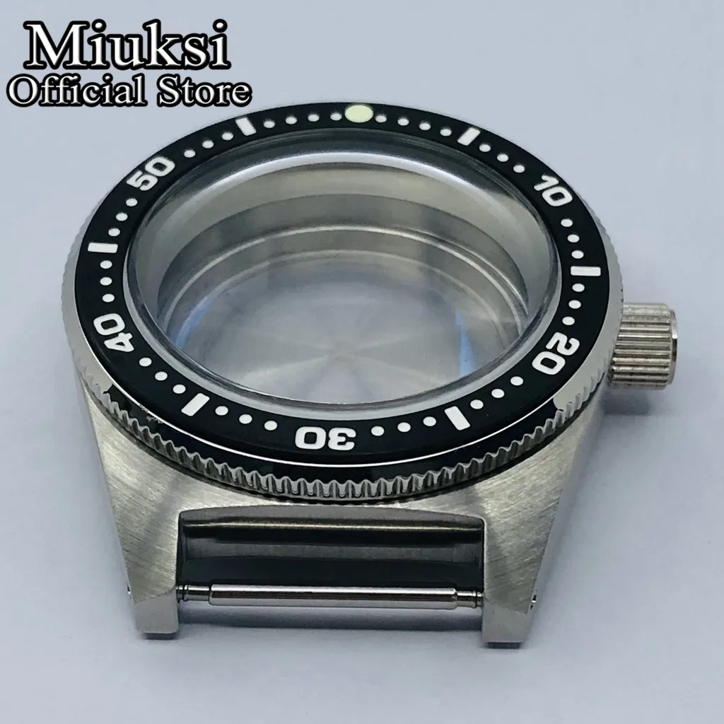 Miuksi 62MAS diving 40mm silver sterile watch case ceramic bezel domed sapphire glass fit NH35 NH36 movement