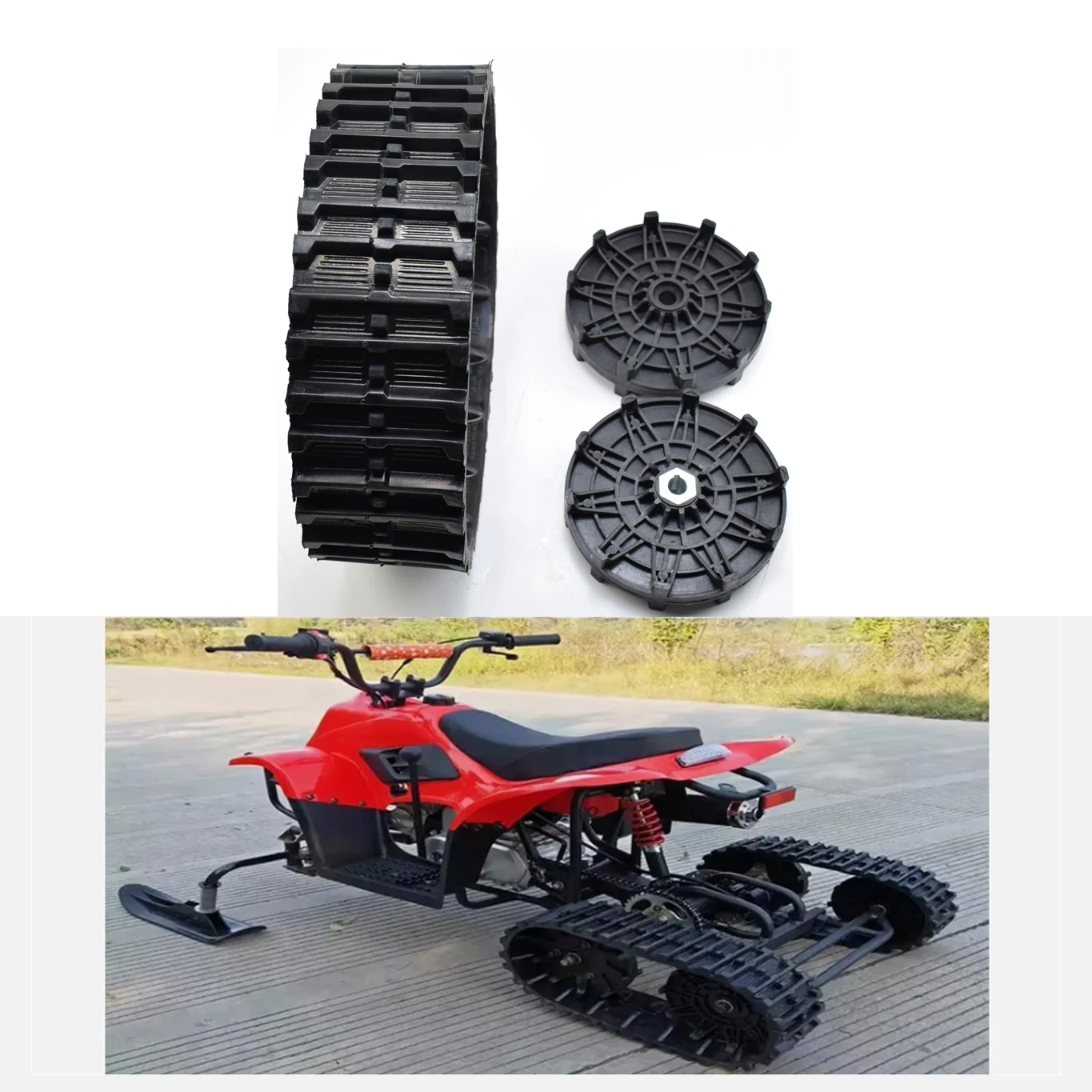 2pcs Drive Plastic wheel Ider Roller with Rubber Tracks For ATV 4 Wheel Trolley Snowmobile 4 Wheeler Replace Spare Parts
