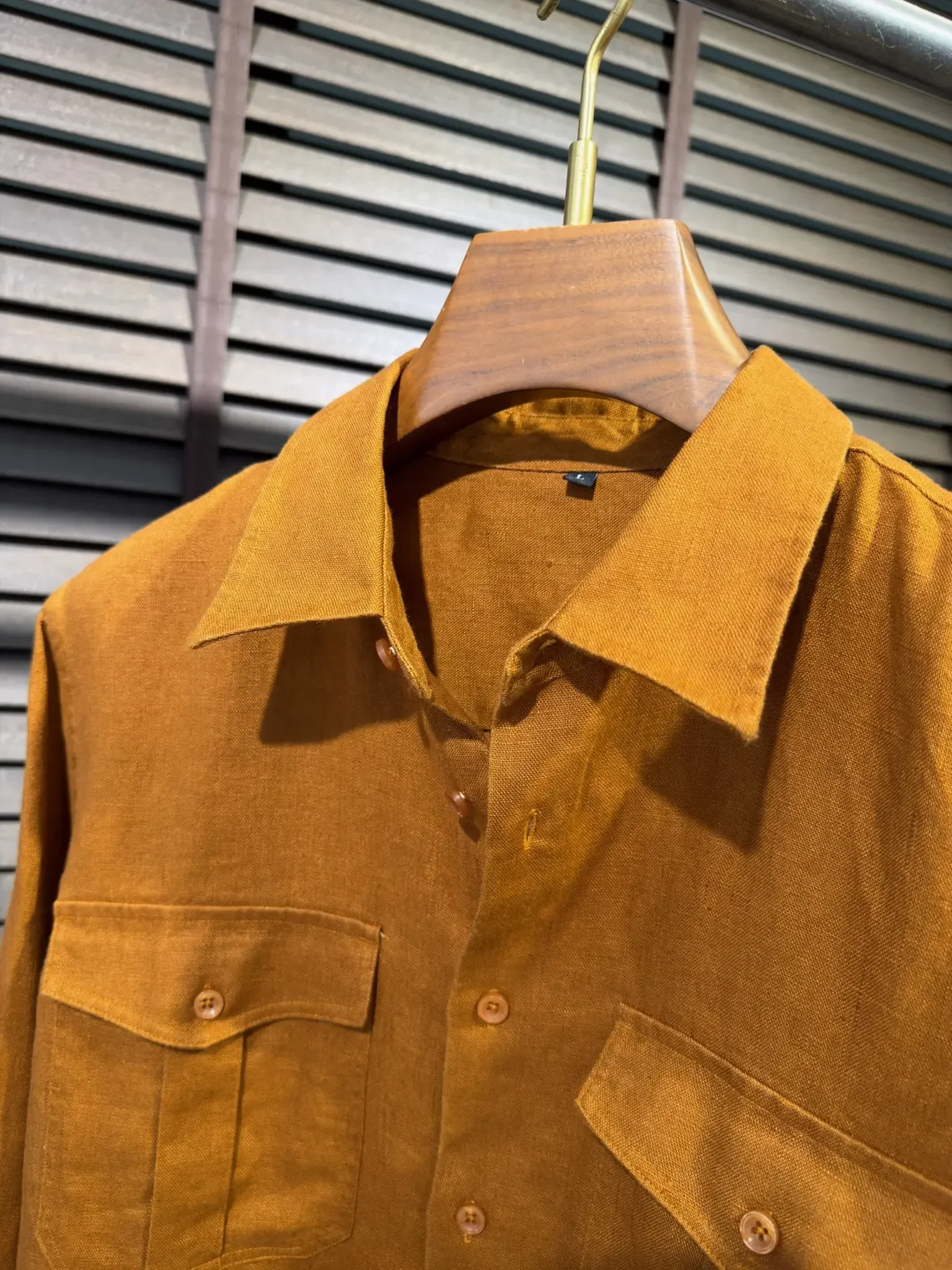BC Italian old money wind 26ss pure linen double pocket tooling shirt