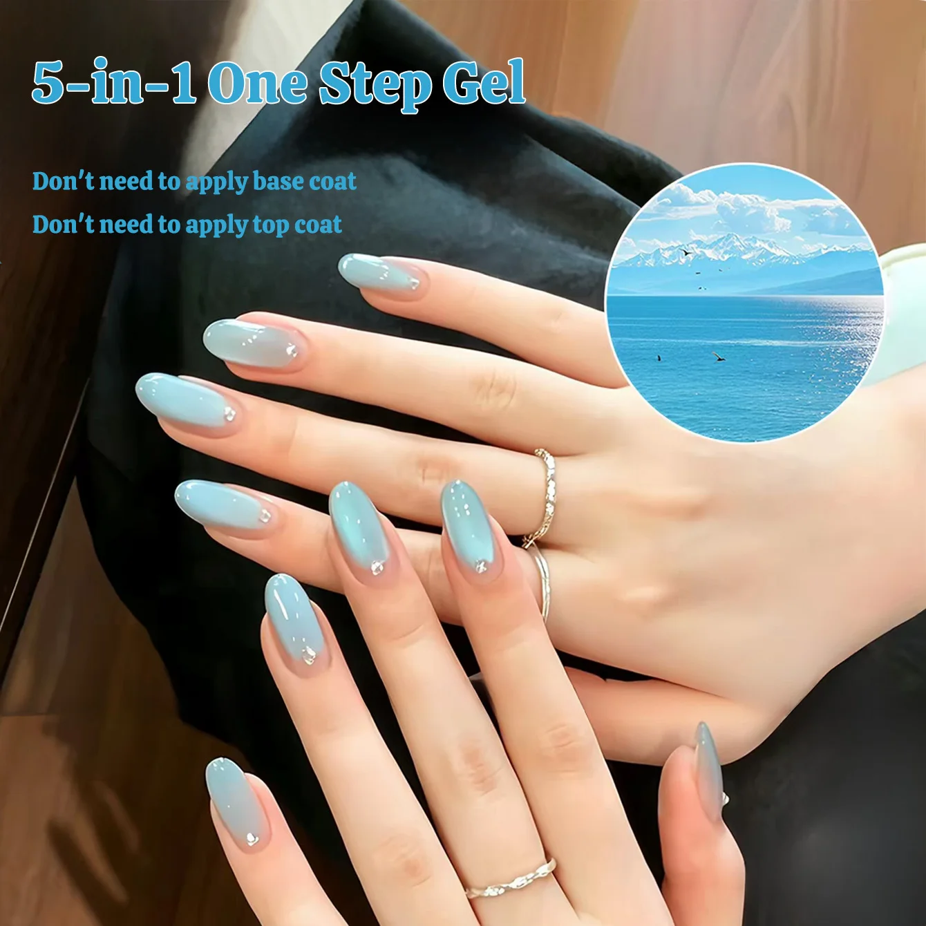 1pcs TC New 5-in-1 Lazy One-Step Gel Summer Clear Blue Cat Eye Gel Nail Polish 2026 New Sairam Lake Whitening Cat Eye Nail Art