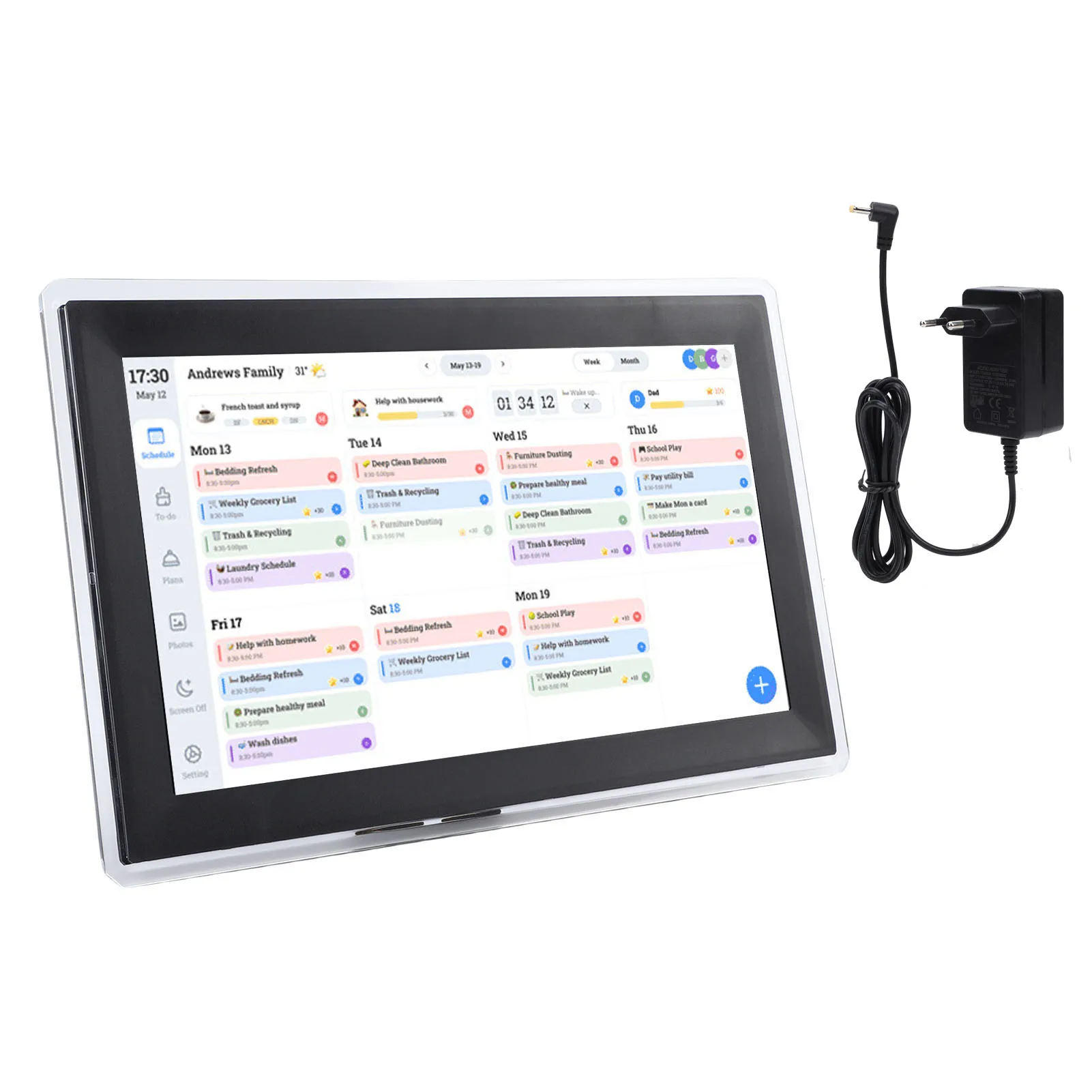 Digital Calendar 15.6in WIFi Wall Touchscreen Chore Chart 32GB Electronic Smart Family Planner 1920 X 1080 HD-Display