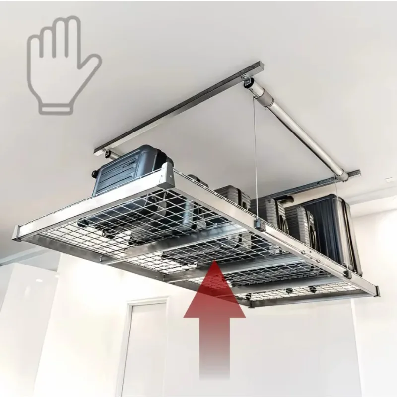 Electric Garage Ceiling Storage Lift Hands-Free Custom Shelving to Maximize Space Use