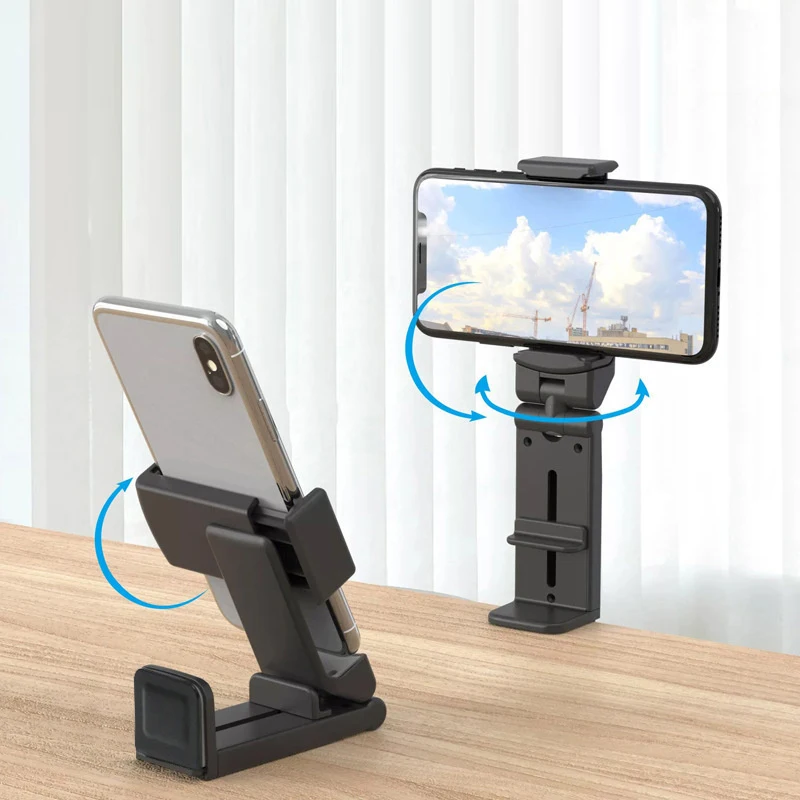 Phone Holder Portable Travel Stand Desk Foldable Adjustable Rotatable Selfie Holding Seat Back Phone Clip Stand