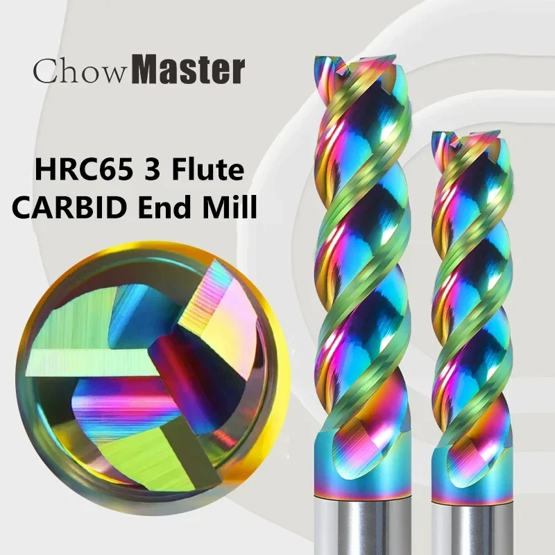 

Chowmaster HRC65 U Slot Milling Cutter DLC Coated Colorful High Efficiency Lengthen CNC U-Type 4 Flute End Mill for Aluminum