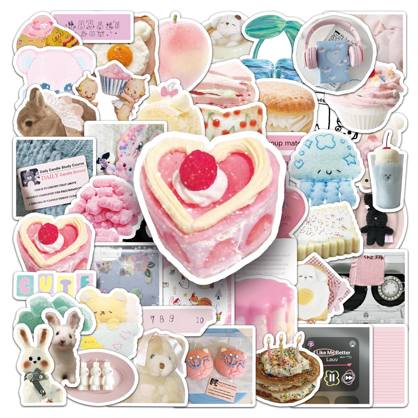 

10/50PCS Salt Instagram Style Sticker Cartoon Fresh Dopamine Dressing Decorative Mobile Phone Case Waterproof Sticker Kids Toy