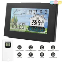 Wireless Weather Station Forecaster Indoor Outdoor Thermometer Hygrometer with Sensor Color Touch Screen Alarm Clock Calendar