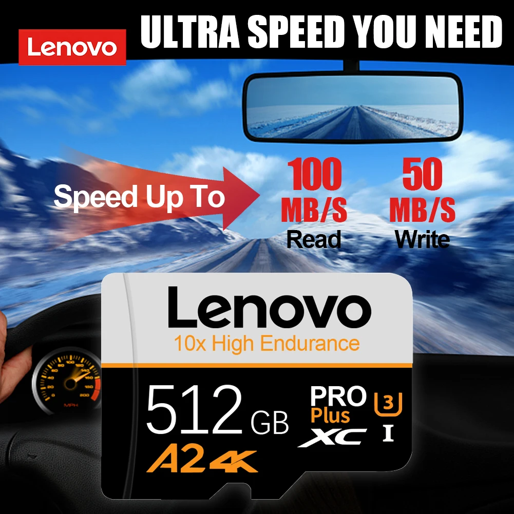 Lenovo Original High-Speed SD Card 128GB/256GB/512GB Micro SD V30 U3 A2 Memory Card for Driving Recorder Camera Laptop