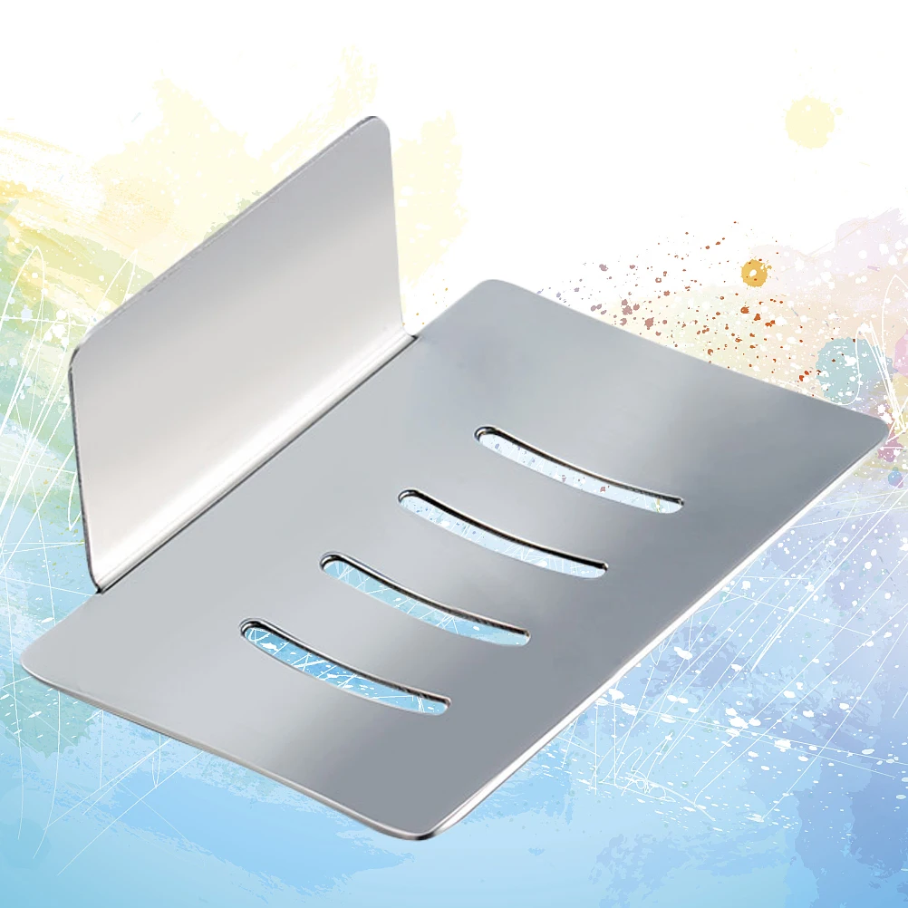 

Stainless Steel Soap Dish Holder Wall Mounted Bathroom Storage Box Draining Board Easy to Use and Remove (Glue)