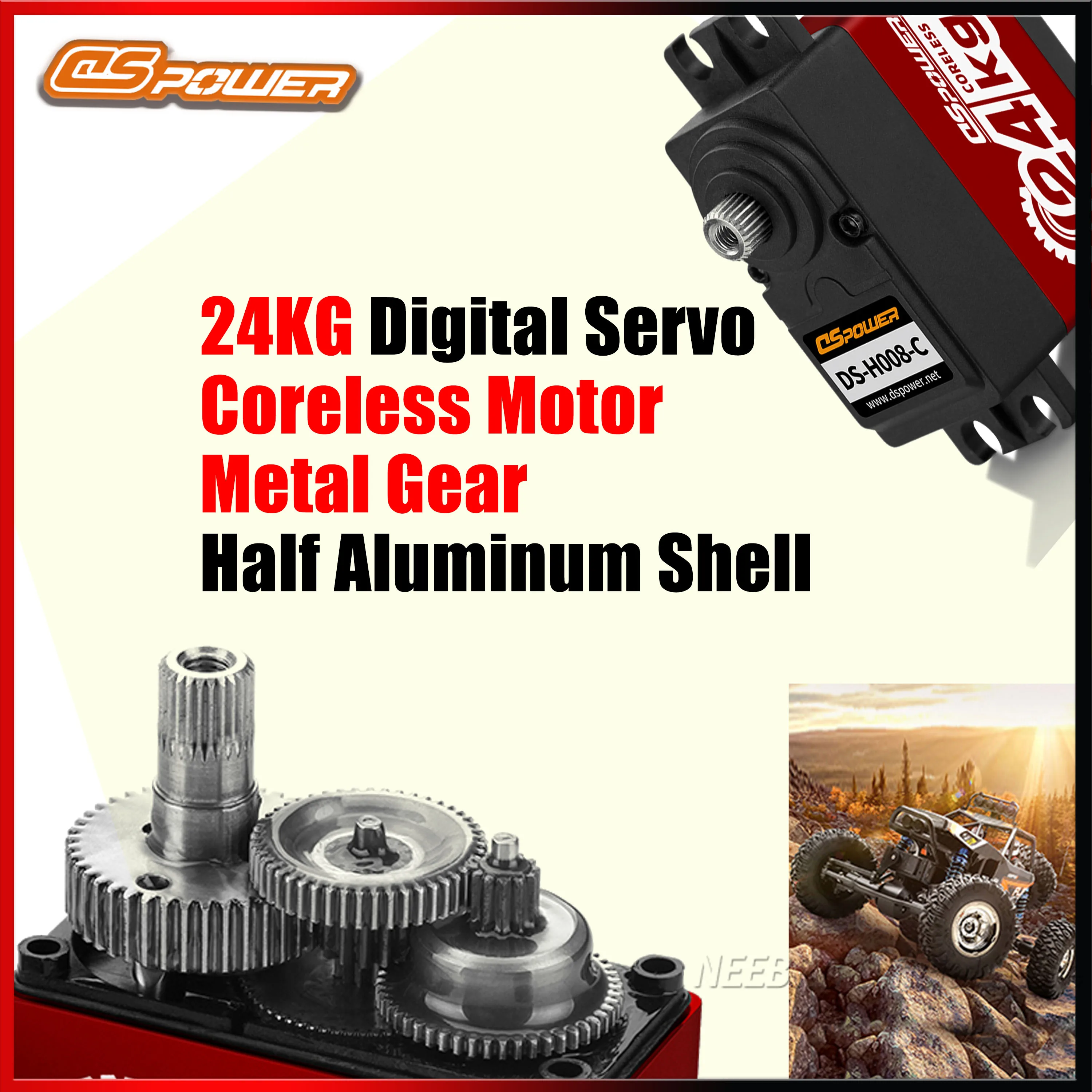 

DSpower 24KG Coreless Motor Metal Gear Digital Servo High Speed Large Torque for 1/8 1/10 RC Car Truck Boat Drone Accessories