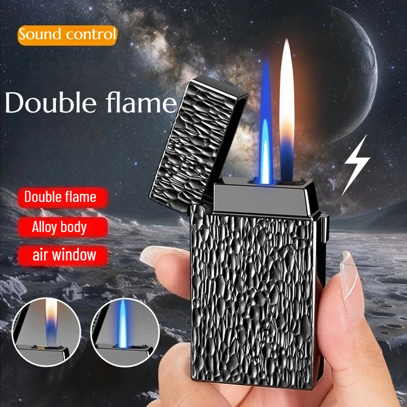 

2025 Metal Direct Flush Dual Fire Windproof Retro Smart Induction Lighter Inflatable Men's Smoking Accessories Cigarette Lighter